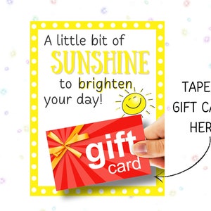 A Little Sunshine to Brighten Your Day Geschenkkartenhalter | Durchdachter Kartenhalter | Freund Geschenkanhänger | Wertschätzung | Vielen Dank