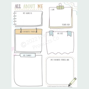 All About Me Printable First Day of School Interview First Day of ...