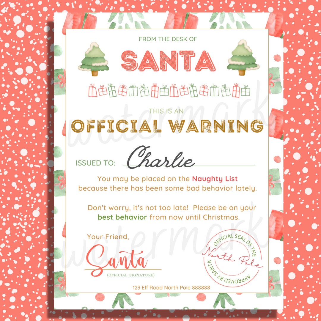 Santa s Naughty List Letter Printable Santa Letter Etsy Santa s Naughty List Letter Printable Santa Letter Etsy
