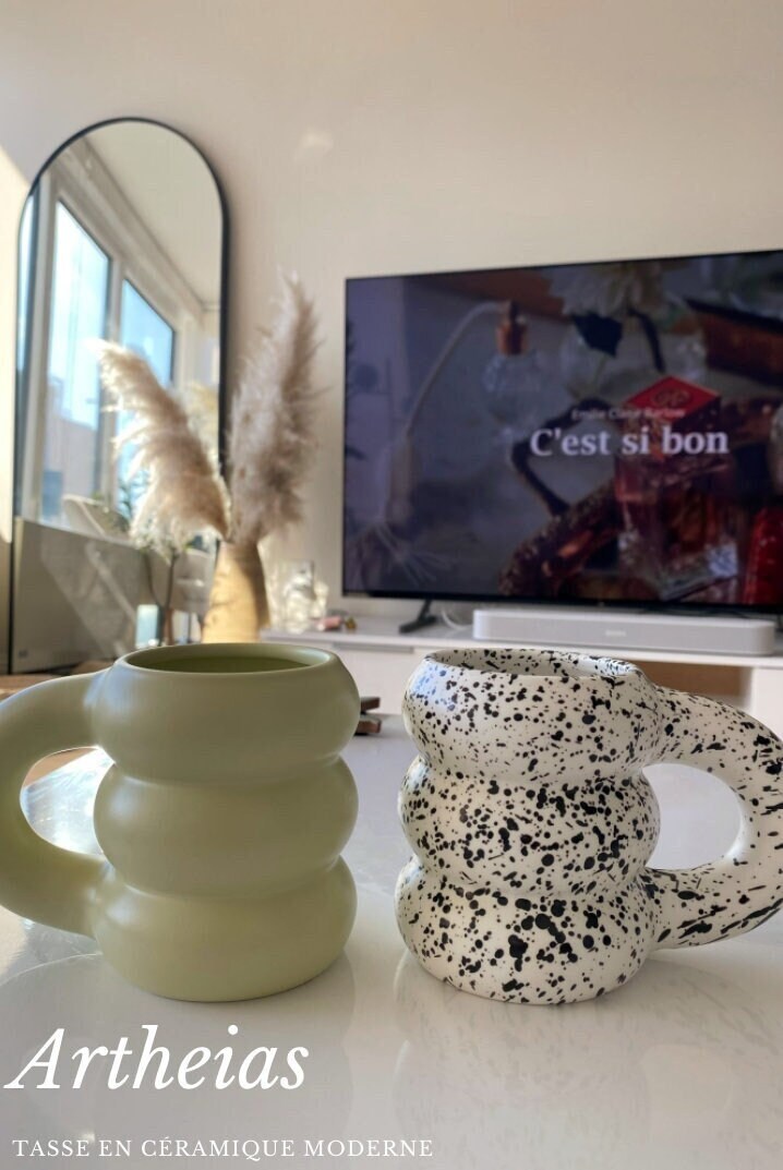 Tasse Artisanale en Céramique Moderne et Faite à La Main, Nordique, Thé, Café, Jus, Lait, Cappuccino