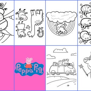 Op roze varken geïnspireerde kleurplaten. Kan worden gepersonaliseerd voor feestartikelen.