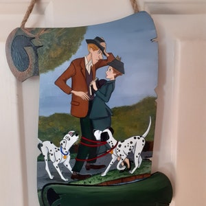 101 Dalmatians handpainted wooden scroll wall sign