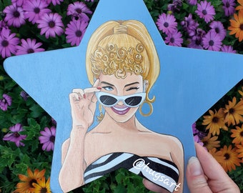 Barbie inspired handpainted star shape wall sign