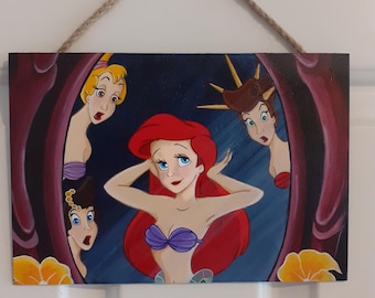 Ariel in love Handpainted wooden wall sign