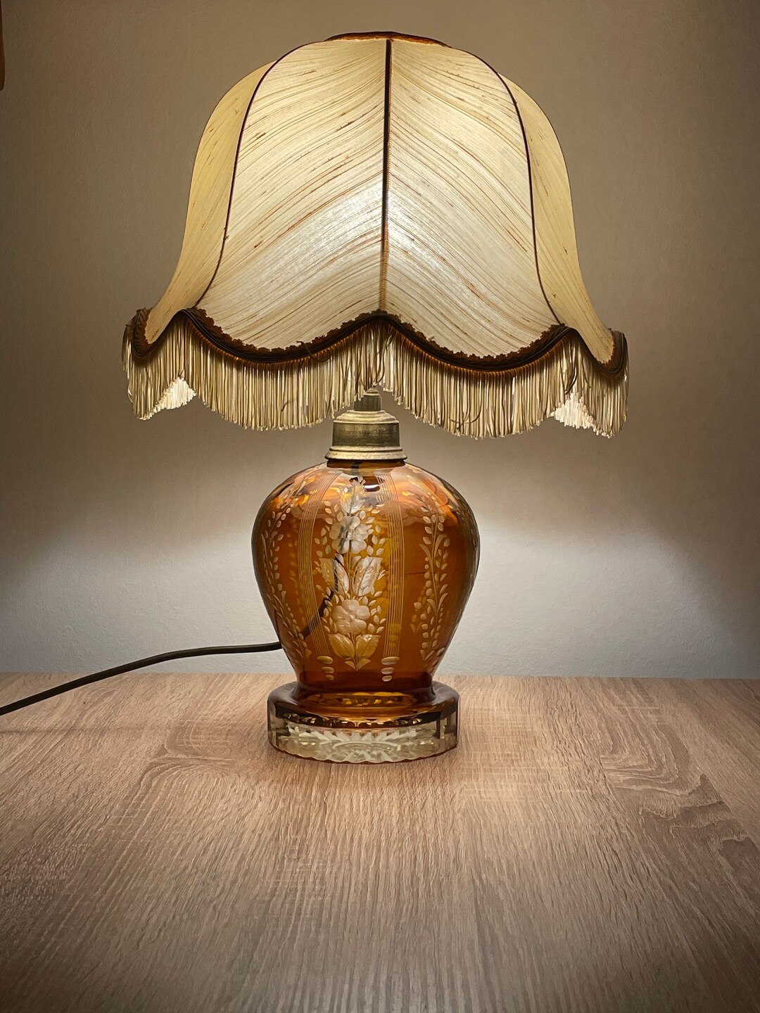 Mid Century French Crystal Lamp Etsy