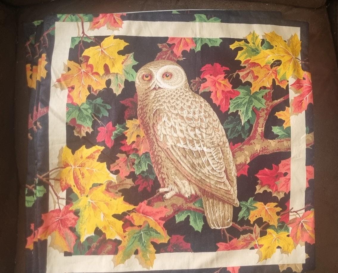 Cushion cover made from Vintage Wamsutta "Night Owl" panel