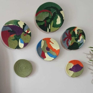 Decor Set of 6 African Plates, Wall Plate, Boho Wall Decor, African Basket, African Plates, Weaving Baskets, , Wall Hanging, Handmade Gift