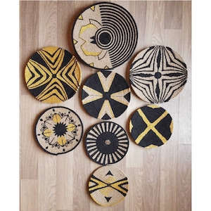 Decor Set of 8 African Plates, Wall Plate, Boho Wall Decor, African Basket, African Plates, Weaving Baskets, , Wall Hanging, Handmade Gift