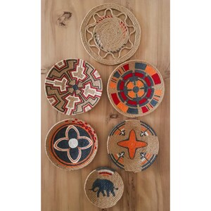 Decor Set of 6 African Plates, Wall Plate, Boho Wall Decor, African Basket, African Plates, Weaving Baskets, , Wall Hanging, Handmade Gift