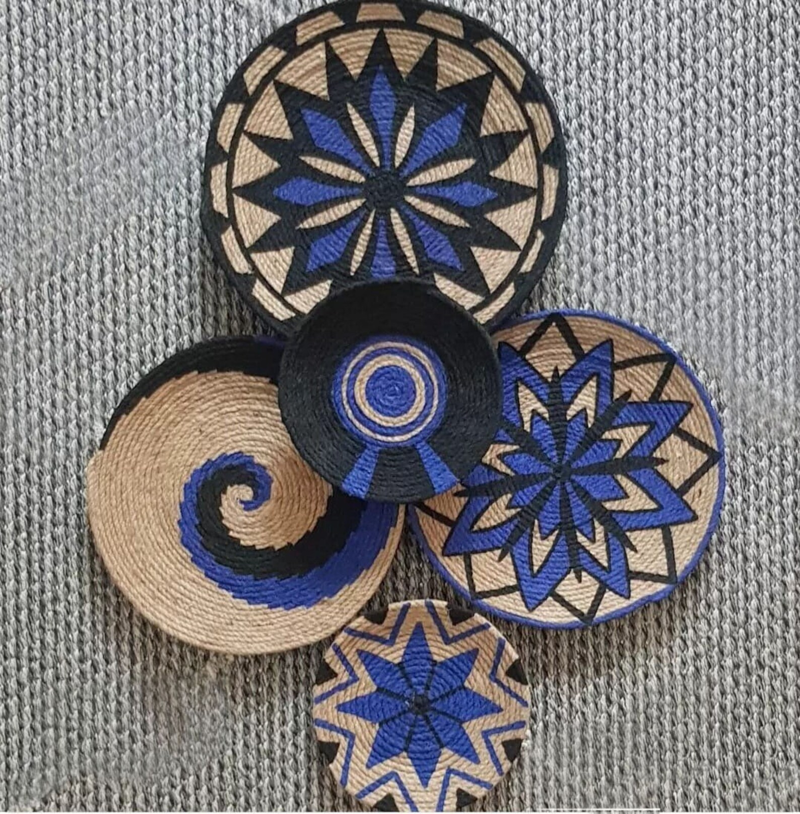 Handmade African Wall Plate Decor Set: Boho Woven Basket Art - Etsy