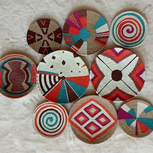 Decor Set of 9 African Plates, Wall Plate, Boho Wall Decor, African Basket, African Plates, Weaving Baskets, , Wall Hanging, Handmade Gift