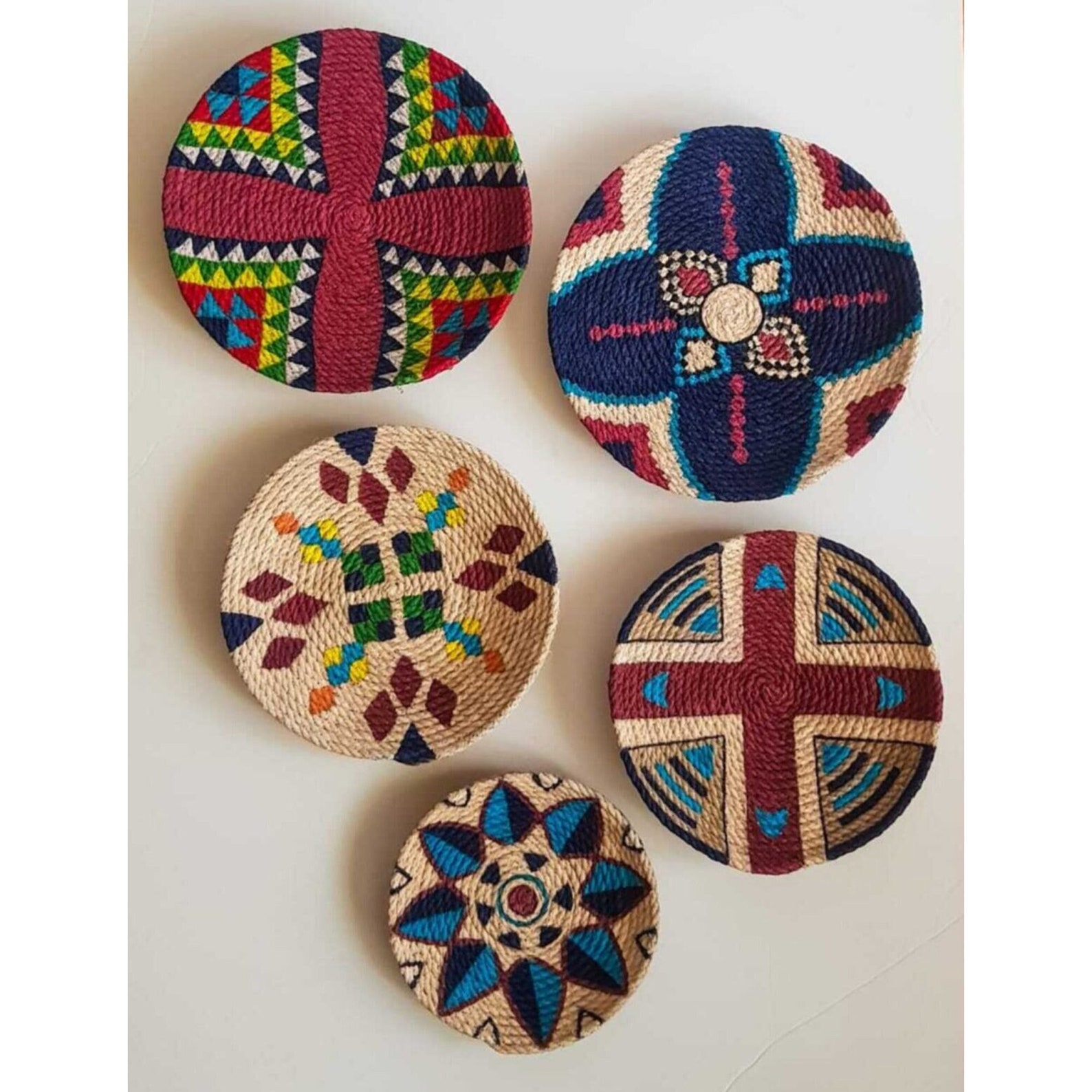 Decor Set of 5 African Plates, Wall Plate, Boho Wall Decor, African