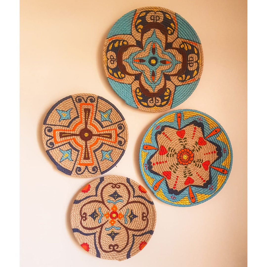 Handmade African Wall Plate Decor Set: Boho Woven Basket Art - Etsy