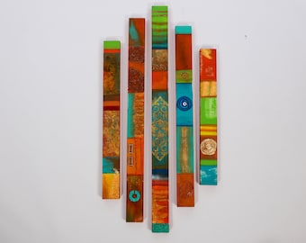 Handmade Wood Wall Art: Soft Colors, Set of 5