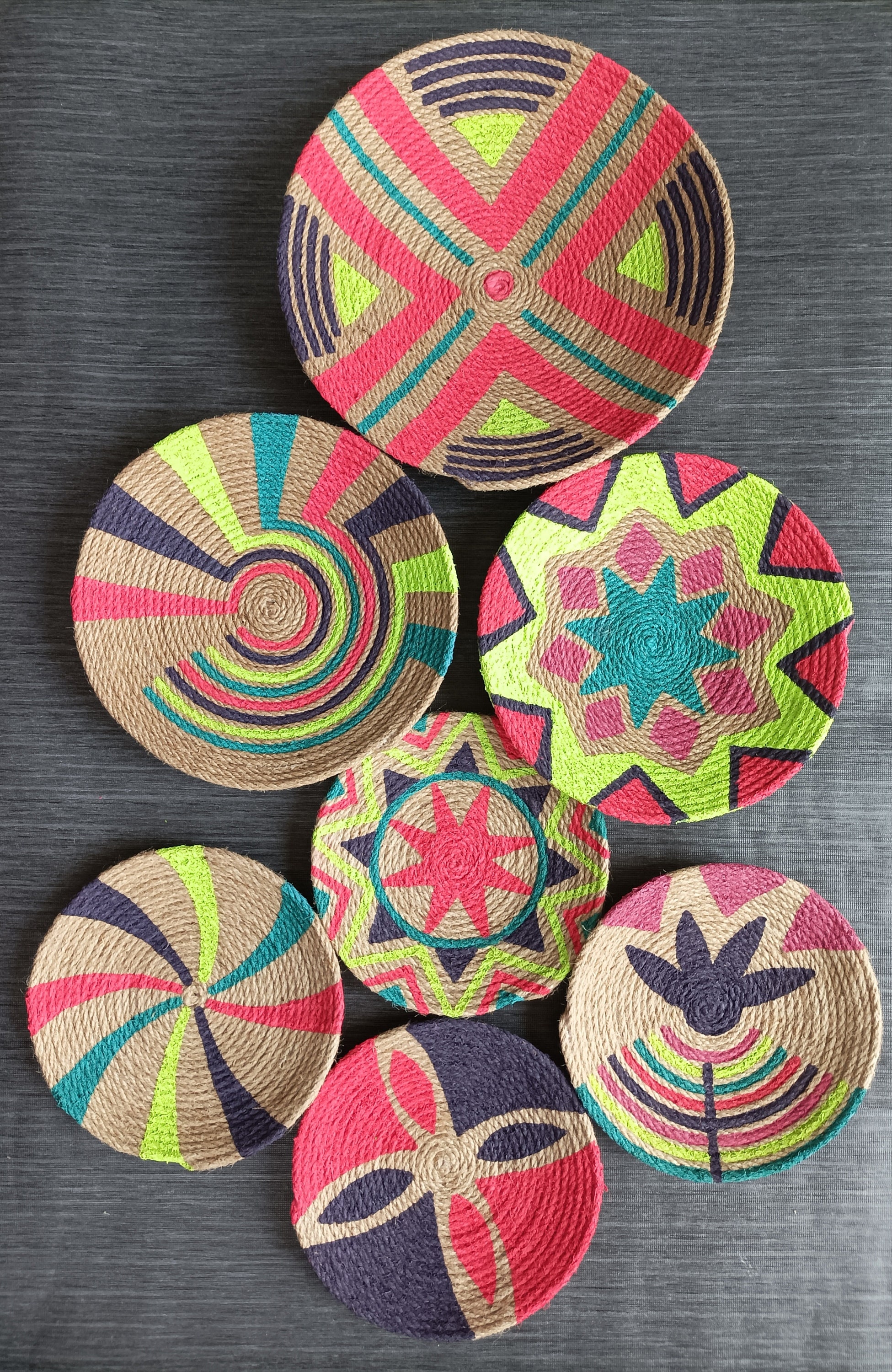Decor Set of 7 African Plates Wall Plate Boho Wall Decor Etsy