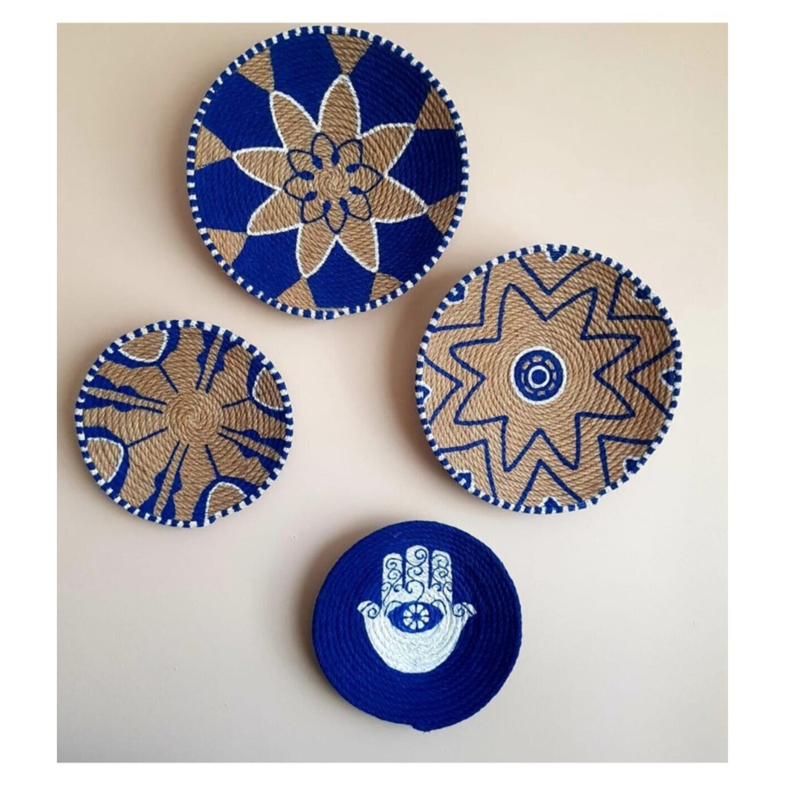 Decor Set of 4 African Plates, Wall Plate, Boho Wall Decor, African