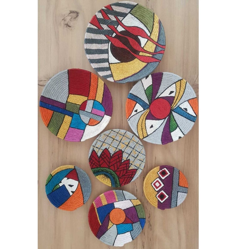 Decor Set of 7 African Plates Wall Plate Boho Wall Decor Etsy