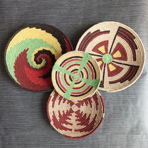 Handmade African Wall Plate Set: Boho Wicker Decor