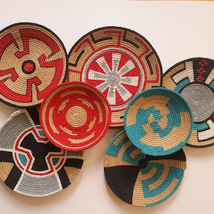 Decor Set of 7 African Plates, Wall Plate, Boho Wall Decor, African Basket, African Plates, Weaving Baskets, , Wall Hanging, Handmade Gift