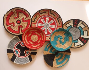 Decor Set of 7 African Plates, Wall Plate, Boho Wall Decor, African Basket, African Plates, Weaving Baskets, , Wall Hanging, Handmade Gift