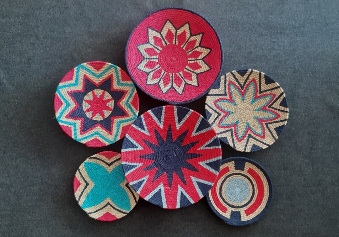 Handmade African Wall Plate Set: Boho Woven Basket Decor - Etsy