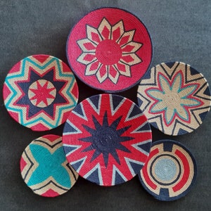 Decor Set of 6 African Plates, Wall Plate, Boho Wall Decor, African Basket, African Plates, Weaving Baskets, , Wall Hanging, Handmade Gift