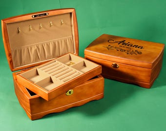 Portagioie in legno personalizzato, portagioie retrò personalizzato, portagioie in legno personalizzato con serratura e chiave, elegante regalo retrò per lei - Italia