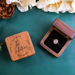 Personalized Wedding Ring Box Custom Wood Ring Box Engagement Ring Box Ring Bearer Single Slot Ring Box Proposal Engraved Ring Holder