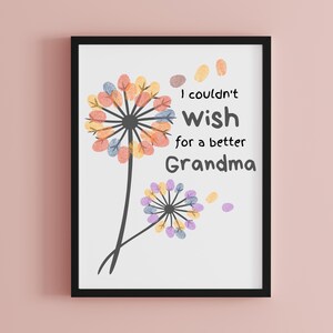 Kids Fingerprint Dandelion Card for Grandma | Personalized DIY Grandmother Birthday, Mother's Day Gift (Digital Download)