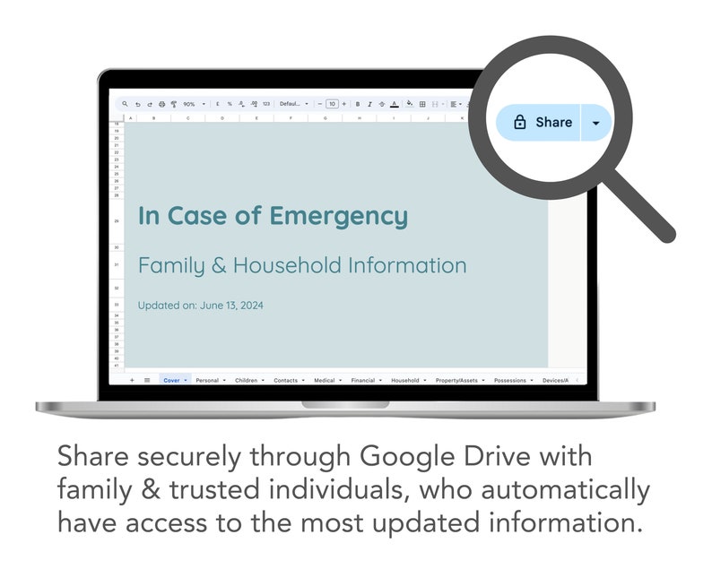In Case of Emergency Planner Template Google Sheets and Excel | Digital ...