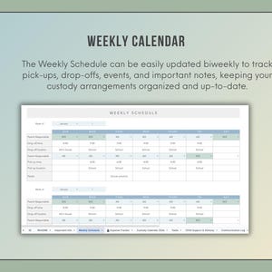 Co-Parenting Planner Google Sheets | Custody Calendar, Expense Tracker & Communication Log | All-in-One Divorced Parent Template image 3