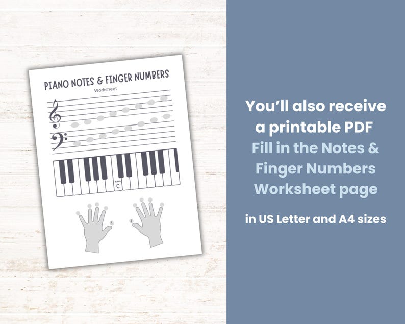 printable fill in the blanks music notes and piano fingering worksheet, beginner piano activity sheet to print at home