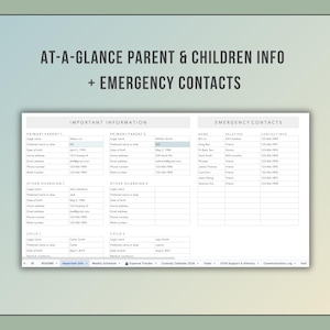 Co-Parenting Planner Google Sheets | Custody Calendar, Expense Tracker & Communication Log | All-in-One Divorced Parent Template image 6