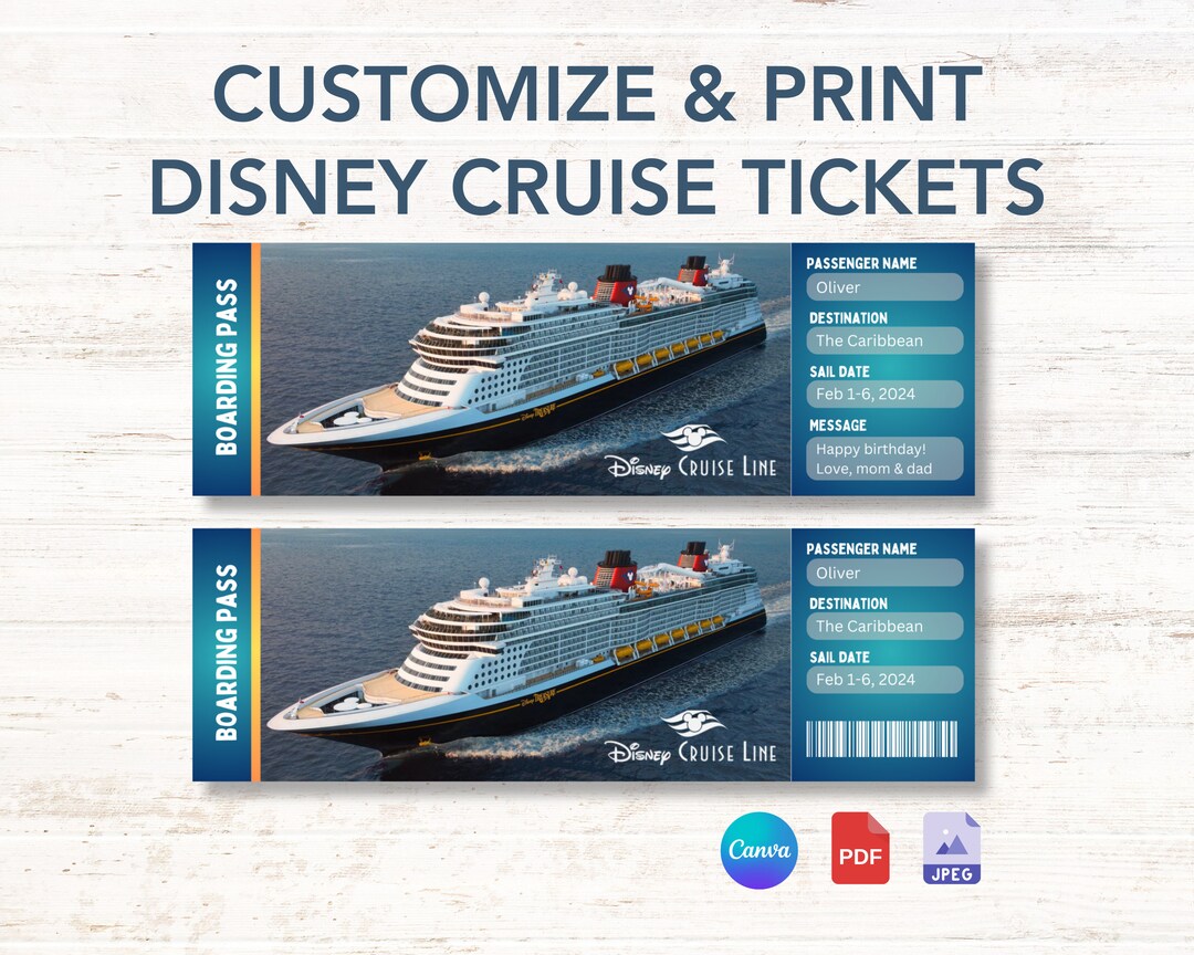 Printable Disney Cruise Tickets Customizable Disney Cruise Boarding ...