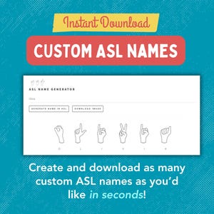 Custom ASL Name Generator | Custom Sign Language Classroom Student Name Cards, ASL Gifts, and Deaf Education (Instant Download)