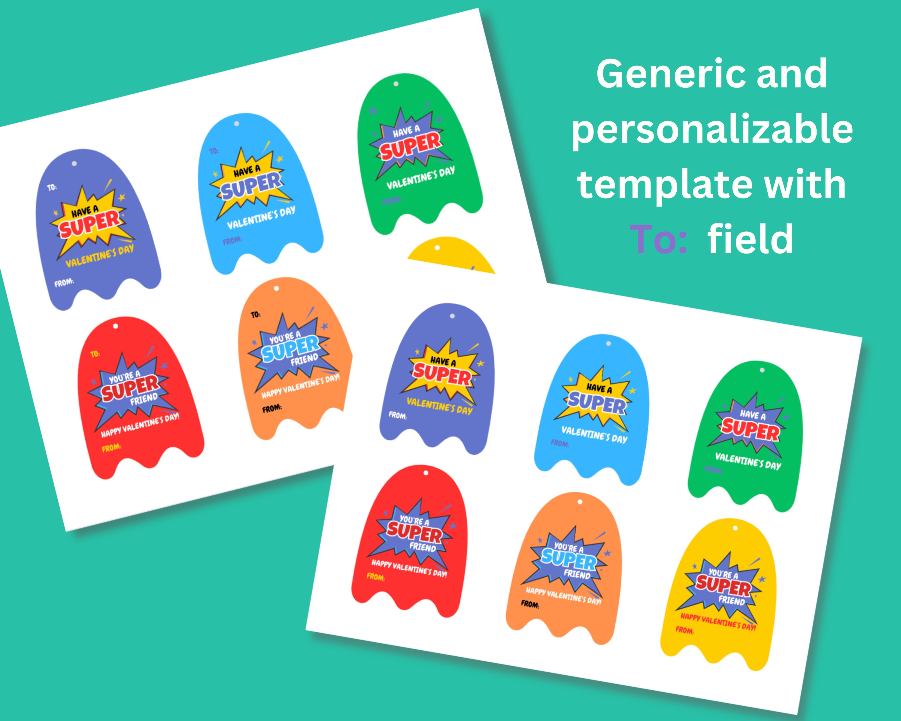 Printable Kids Valentine's Day Superhero Lollipop Card for Classmates ...