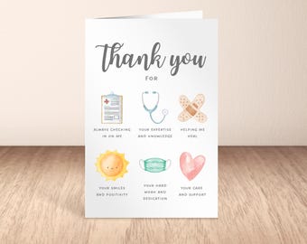 Printable Thank You Card for Nurse, Doctor, Healthcare Workers | Nurse Appreciation,  Hospital Thank You Card