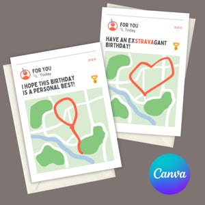 Personalisierte Strava-Karte für Läufer, anpassbare Strava-Laufgeburtstagskarte, Strava-Geschenk, personalisierte Läufer-Geburtstagskarte, bearbeitbar