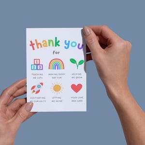 printable daycare teacher and childcare educator thank you card