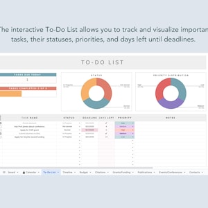 interactive phd student to-do list with automated charts