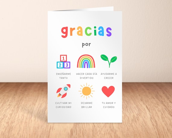 Printable Thank You Card for Daycare Teacher in Spanish | Spanish Nursery, Preschool Educator & ECE Appreciation Card | Instant Download