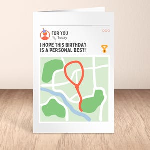ランナー向け印刷可能なStravaバースデーカード｜面白いStravaランニングバースデーカード、アスリートやランナーの誕生日に即時ダウンロードできるStravaカード