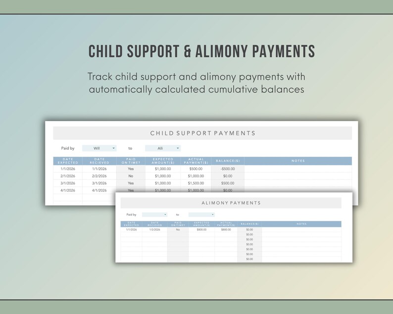 Co-Parenting Planner Google Sheets | Custody Calendar, Expense Tracker & Communication Log | All-in-One Divorced Parent Template image 7