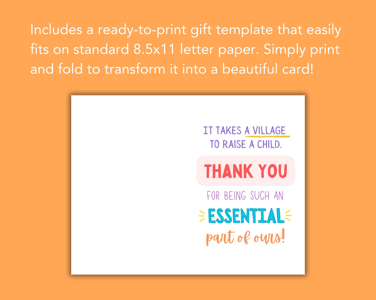 Printable Thank You Card for Daycare Teachers | Nursery Teachers ...