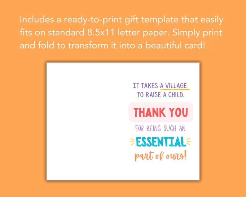 Printable Thank You Card for Daycare Teachers | Nursery Teachers ...