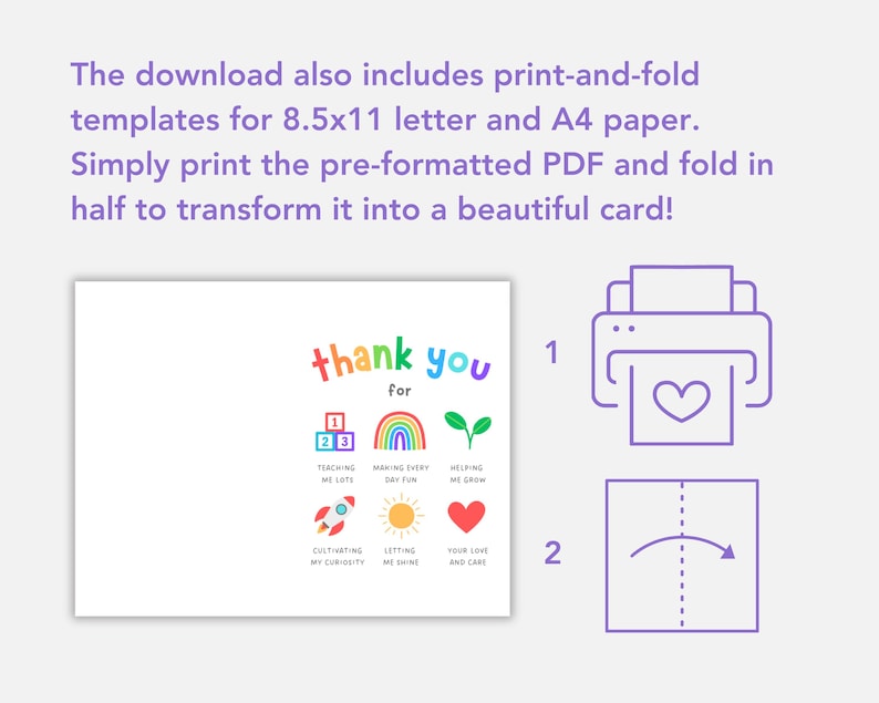 daycare staff thank you print and fold template for letter and a4 paper