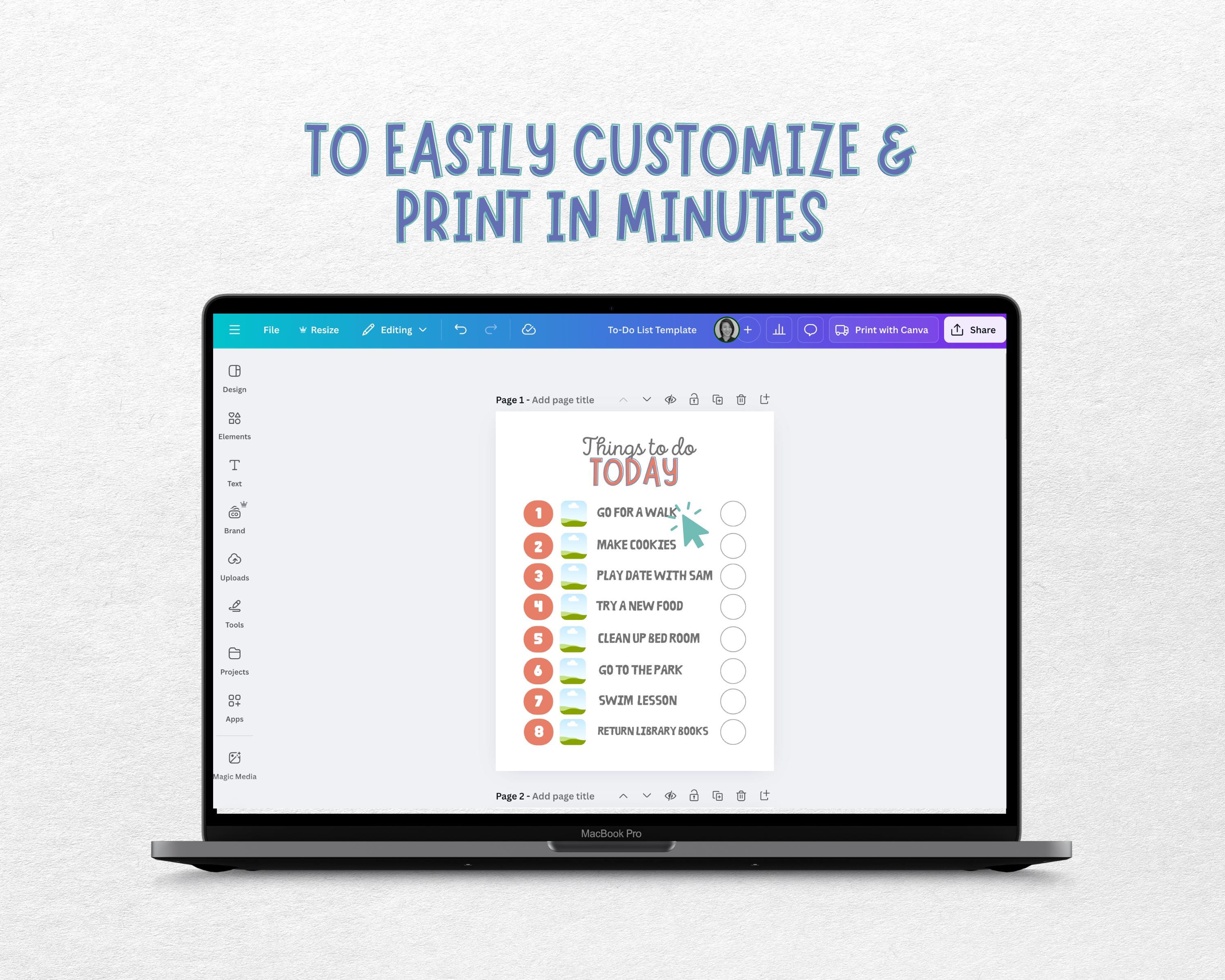 Personalized Kids Checklist & Routine Chart Canva Template, Editable To ...