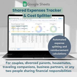 Shared Expense Tracker & Cost Splitter in Google Sheets for Shared Finances, Housemates Expense Splitting, Co-Parents, Couples, Split Costs