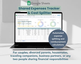 Shared Expense Tracker en kostensplitser in Google Spreadsheets voor gedeelde financiën, kosten splitsen huisgenoten, co-ouders, stellen, kosten splitsen