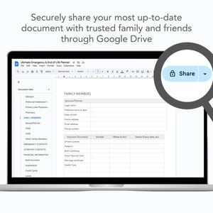 end of life planner template securely shared over google drive with loved ones